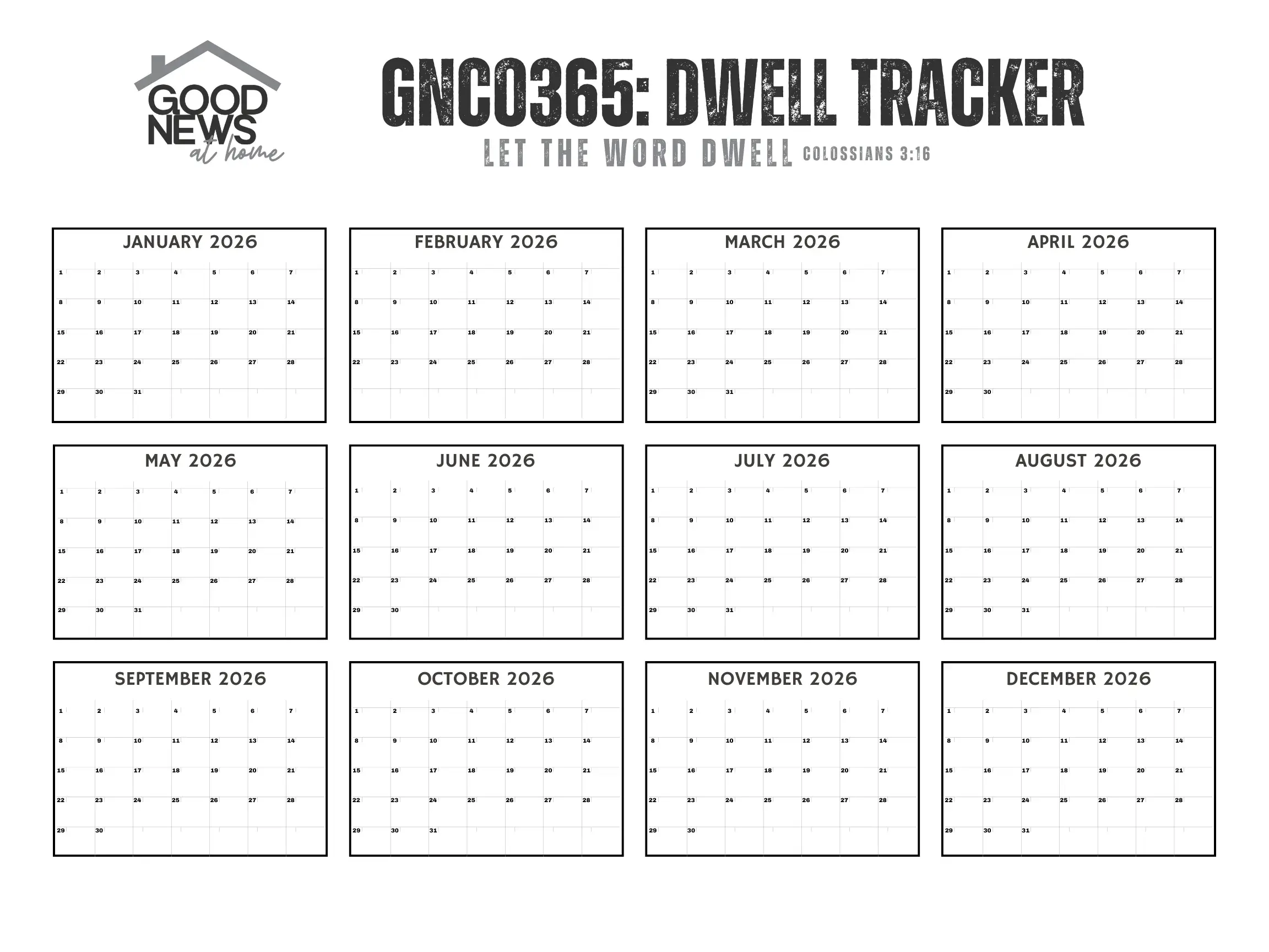 GNCO365 printable Bible reading tracker.