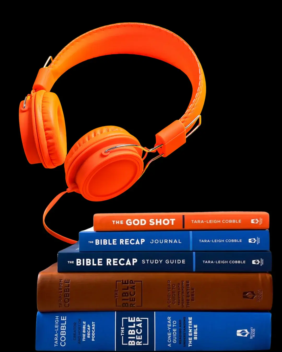 A Bible and headphones representing The Bible Recap.
